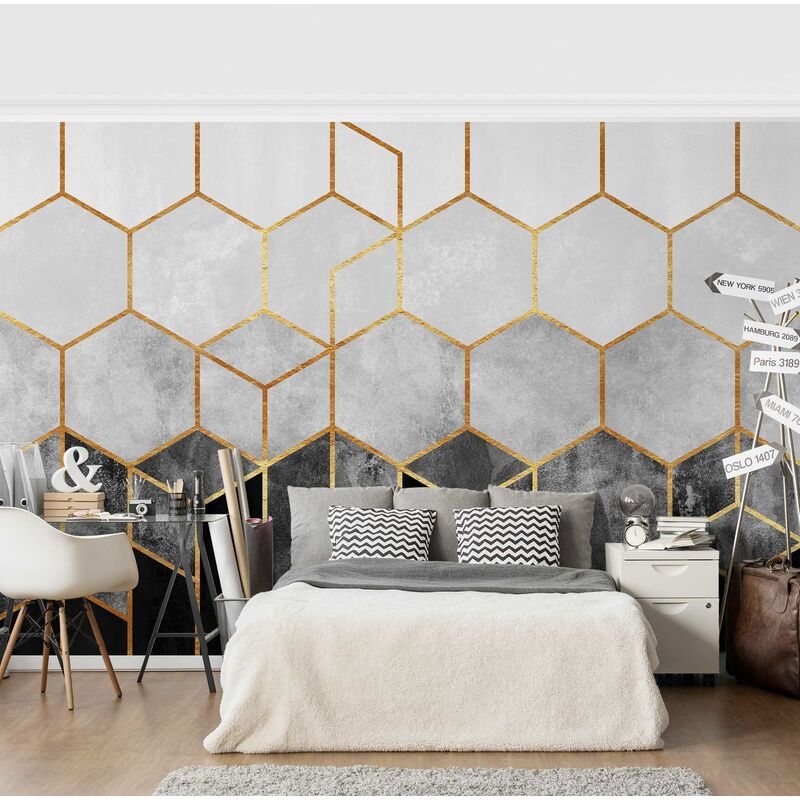 Fotomural - Golden Hexagons Black And White - Mural apaisado Dimensión LxA: 225cm x 336cm
Fotomural - Golden Hexagons Black And White - Mural apaisado Dimensión LxA: 225cm x 336cm