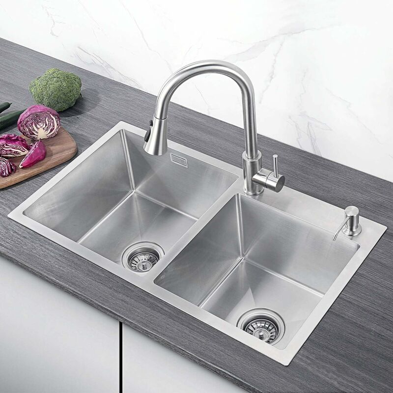 Cecipa - Fregadero de cocina 2 senos 78 × 43CM Fregadero de acero inoxidable cepillado con 2 orificios de montaje Fregadero de doble seno con sifón
Cecipa - Fregadero de cocina 2 senos 78 × 43CM Fregadero de acero inoxidable cepillado con 2 orificios de montaje Fregadero de doble seno con sifón