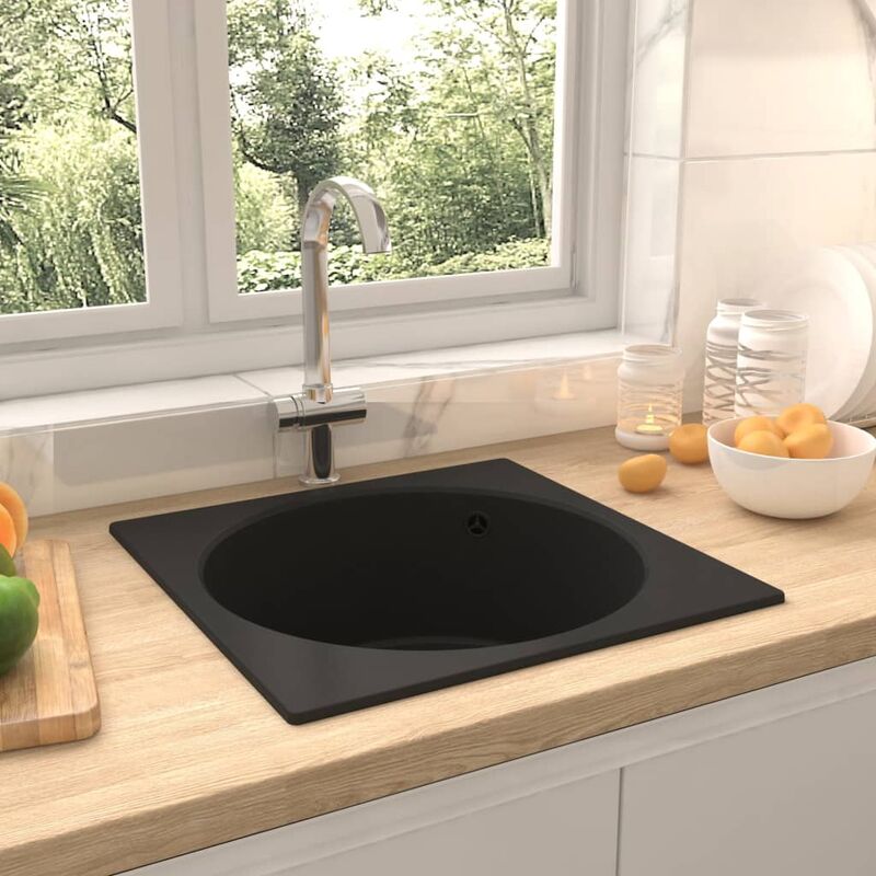 Fregadero de cocina con rebosadero granito negro