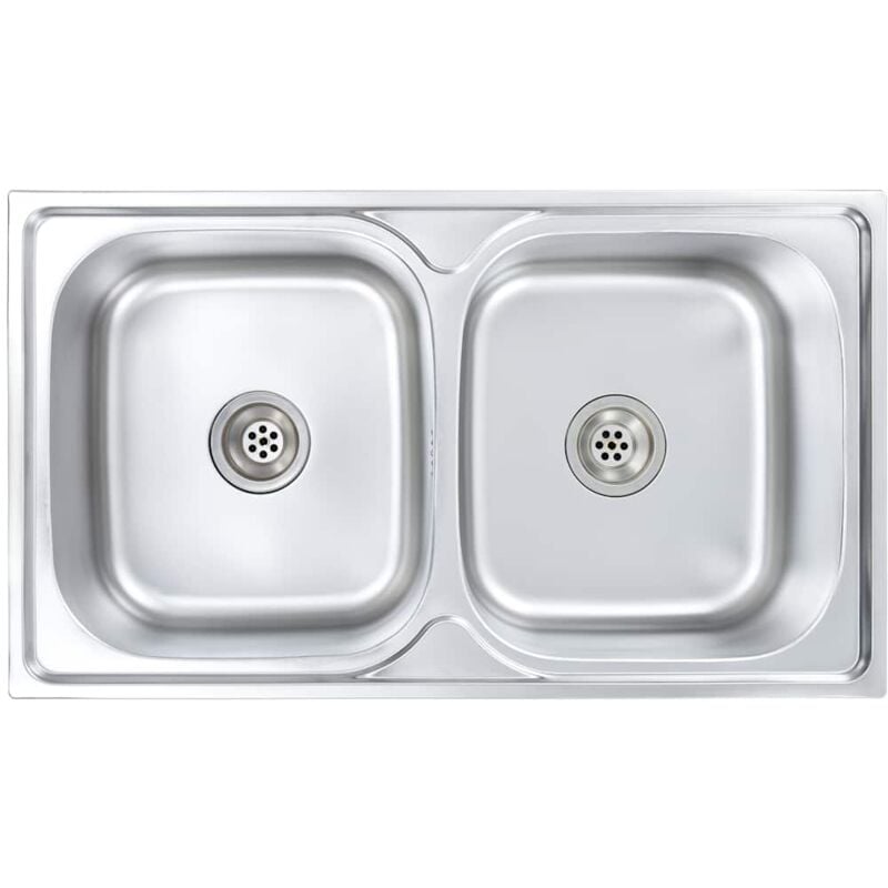 Fregadero de doble seno con colador y sifón de acero inoxidable - Plateado - Vidaxl
Fregadero de doble seno con colador y sifón de acero inoxidable - Plateado - Vidaxl