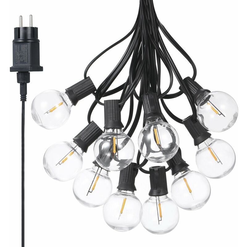 G40 Globe String Light con 25 + 2 (repuesto) LED de luz blanca calida IP44 Resistente al agua Inastillable para festivales de Navidad Decoracion de
G40 Globe String Light con 25 + 2 (repuesto) LED de luz blanca calida IP44 Resistente al agua Inastillable para festivales de Navidad Decoracion de