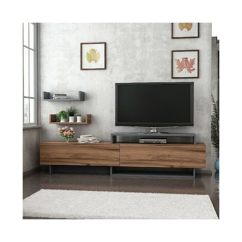 Gabinete de TV New Zera - con Puertas, PANTONE Estanterias - Sala de estar - Antracita, Nogal en Aglomerado de melamina, 180 x 30 x 48 cm, -
Gabinete de TV New Zera - con Puertas, PANTONE Estanterias - Sala de estar - Antracita, Nogal en Aglomerado de melamina, 180 x 30 x 48 cm, -
