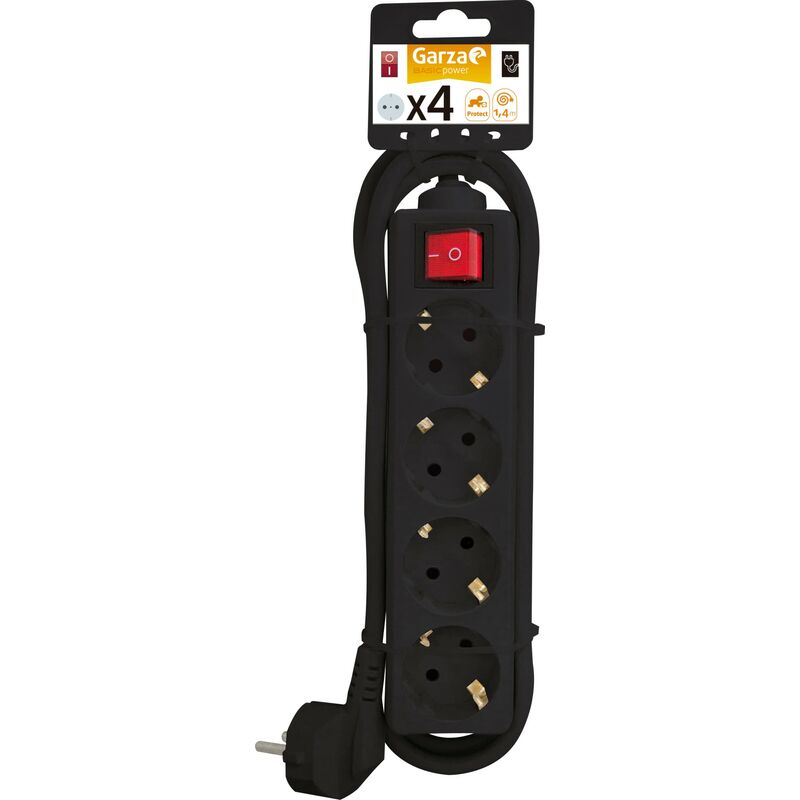 Garza Basic Power - Regleta Base múltiple con 4 tomas, interruptor, y cable de 1,5mmX1,4m Color negro
Garza Basic Power - Regleta Base múltiple con 4 tomas, interruptor, y cable de 1,5mmX1,4m Color negro