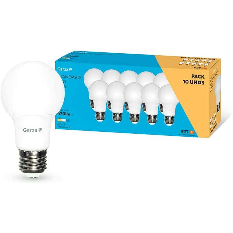 Garza - Bombilla LED de bajo consumo estandar A60 E27 de 470LM y 6W de potencia equivalente a 40W y temperatura amarillo cálido 3.000K A+ 15.000H
Garza - Bombilla LED de bajo consumo estandar A60 E27 de 470LM y 6W de potencia equivalente a 40W y temperatura amarillo cálido 3.000K A+ 15.000H