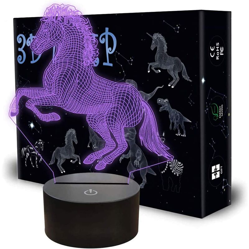Goodrich Luz de noche 3D, luz de caballo que cambia de 7 colores con Smart Touch y cable USB, lámpara de ilusión óptica para regalos de cumpleaños,
Goodrich Luz de noche 3D, luz de caballo que cambia de 7 colores con Smart Touch y cable USB, lámpara de ilusión óptica para regalos de cumpleaños,