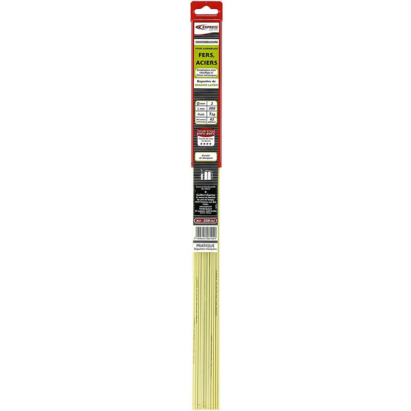 Varillas para soldadura fuerte Express Latón recubierto 1 Kg ∅ 2 mm 500 mm - Guilbert Express
Varillas para soldadura fuerte Express Latón recubierto 1 Kg ∅ 2 mm 500 mm - Guilbert Express