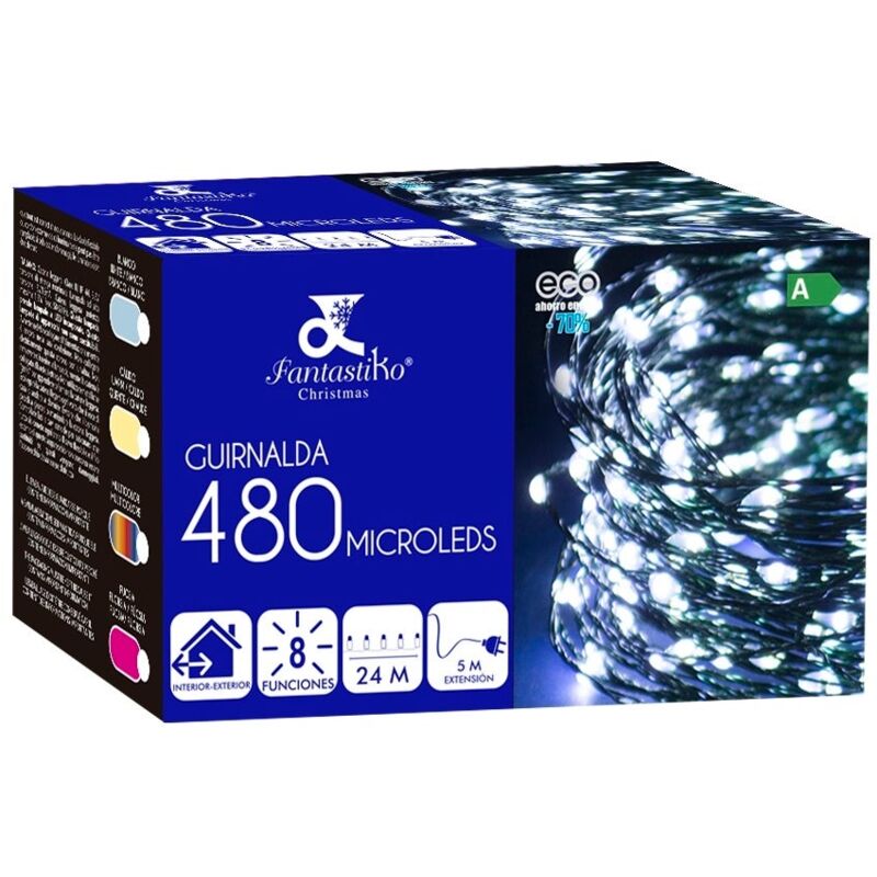 Guirnalda de Navidad de 8 funciones con 480 luces para interior y exterior de led blanca de 2395 cm
Guirnalda de Navidad de 8 funciones con 480 luces para interior y exterior de led blanca de 2395 cm