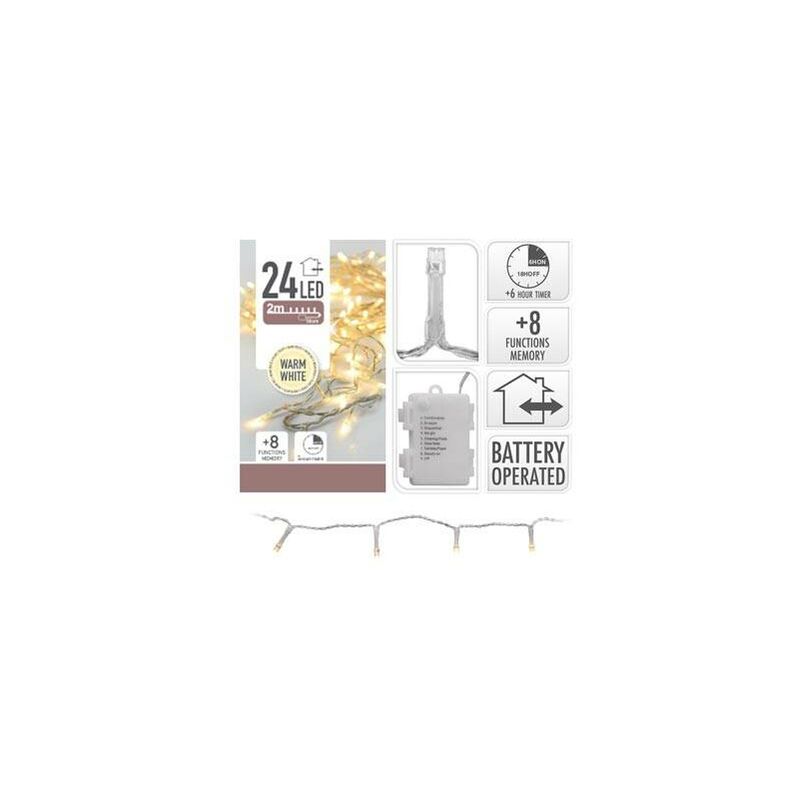 Guirnalda Led Exterior Temporizador Cabl 8 Funciones Blanco Calido-24L / 2M