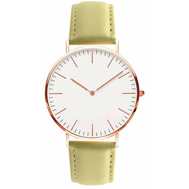 Hombres Mujeres Moda Reloj ultrafino simple Reloj de pulsera con banda de cuero informal minimalista,Amarillo
Hombres Mujeres Moda Reloj ultrafino simple Reloj de pulsera con banda de cuero informal minimalista,Amarillo