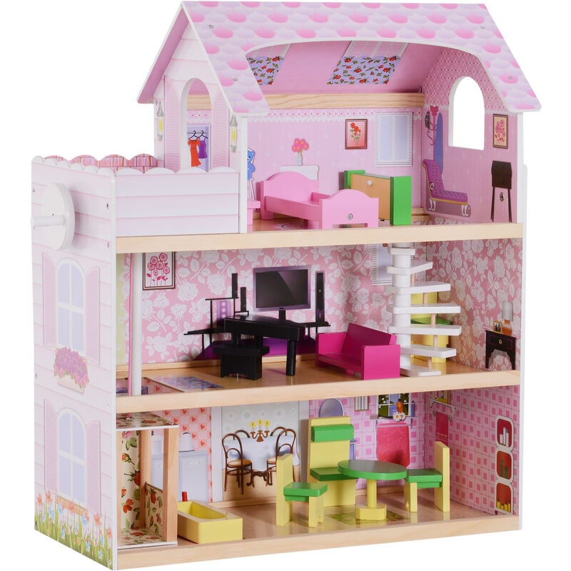 Homcom - Casa de Muñecas con 13pcs Muebles Mobiliario Casita Muñeca Juguete Madera - Rosa
Homcom - Casa de Muñecas con 13pcs Muebles Mobiliario Casita Muñeca Juguete Madera - Rosa