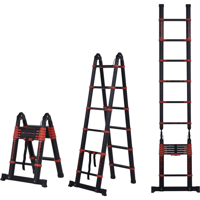 Escalera Aluminio Plegable Retráctil 2 Formas de Uso 12 Escalones Carga 150 kg - Negro
Escalera Aluminio Plegable Retráctil 2 Formas de Uso 12 Escalones Carga 150 kg - Negro