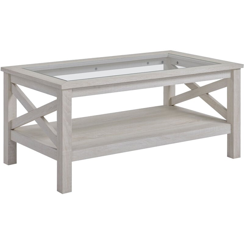 Homcom - Mesa de Centro con Estante y Encimera de Vidrio Templado para Salón 100x55x45 cm - Roble
Homcom - Mesa de Centro con Estante y Encimera de Vidrio Templado para Salón 100x55x45 cm - Roble