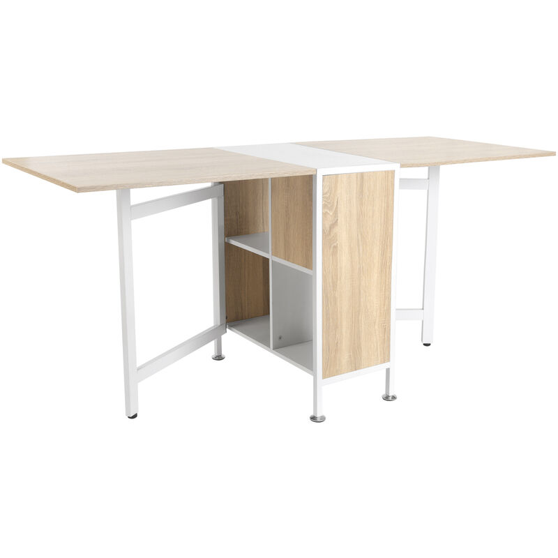 Mesa de Comedor Plegable en 3 Formas con Estantes para Cocina Salón 169x62x75cm - Roble y blanco
Mesa de Comedor Plegable en 3 Formas con Estantes para Cocina Salón 169x62x75cm - Roble y blanco