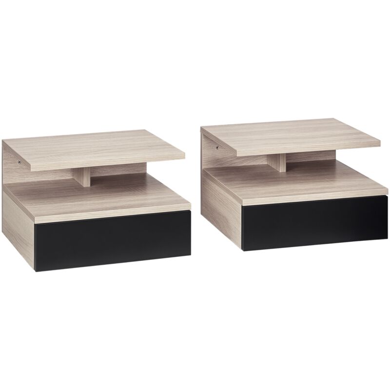 Set de 2 Mesitas de Noche Flotantes con 1 Cajón y Estante Abierto Diseño Montado en Pared Moderno de Madera 35x32x22,5 cm - Roble
Set de 2 Mesitas de Noche Flotantes con 1 Cajón y Estante Abierto Diseño Montado en Pared Moderno de Madera 35x32x22,5 cm - Roble