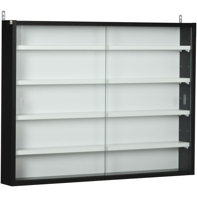 Vitrina Pared de Madera con Estantes Ajustables y 2 Puertas Correderas de Vidrio para Colecciones Perfumes Figuras de Decoración 80x9,5x60 cm Negro
Vitrina Pared de Madera con Estantes Ajustables y 2 Puertas Correderas de Vidrio para Colecciones Perfumes Figuras de Decoración 80x9,5x60 cm Negro