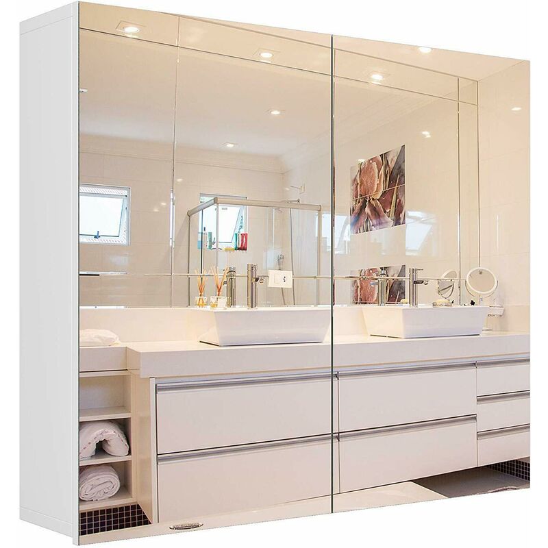 Armario con espejo para baño Armario de almacenamiento de pared de doble puerta con armario de pared con espejo 70x15,3x59,7cm - Homfa
Armario con espejo para baño Armario de almacenamiento de pared de doble puerta con armario de pared con espejo 70x15,3x59,7cm - Homfa
