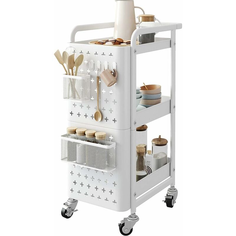Carro de taller de 3 niveles con ruedas y carro de taller de metal con panel suspendido para cocina de taller (blanco, 30x45x76cm) - Homfa
Carro de taller de 3 niveles con ruedas y carro de taller de metal con panel suspendido para cocina de taller (blanco, 30x45x76cm) - Homfa