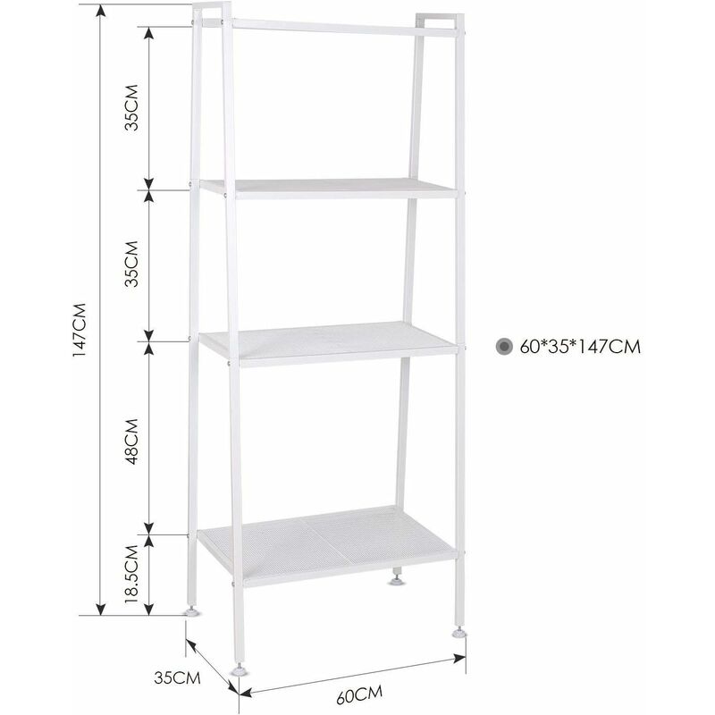Estante de metal con 4 estantes para dormitorio, cocina, salón, 60x35x147 cm - Homfa
Estante de metal con 4 estantes para dormitorio, cocina, salón, 60x35x147 cm - Homfa