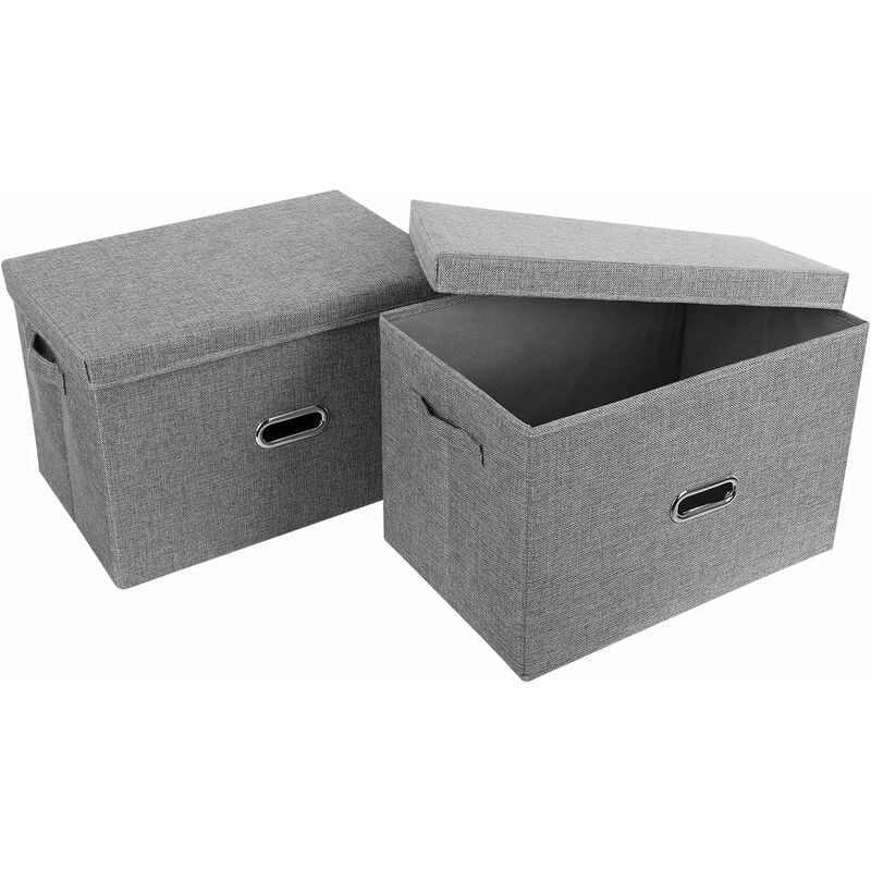 Juego de 2 cajas de almacenamiento, grandes cachorros de almacenamiento con tapa, cestas de almacenamiento plegables, tela de lino para libros,
Juego de 2 cajas de almacenamiento, grandes cachorros de almacenamiento con tapa, cestas de almacenamiento plegables, tela de lino para libros,