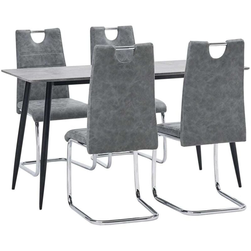 Juego de comedor 5 piezas cuero sintético gris - Hommoo
Juego de comedor 5 piezas cuero sintético gris - Hommoo