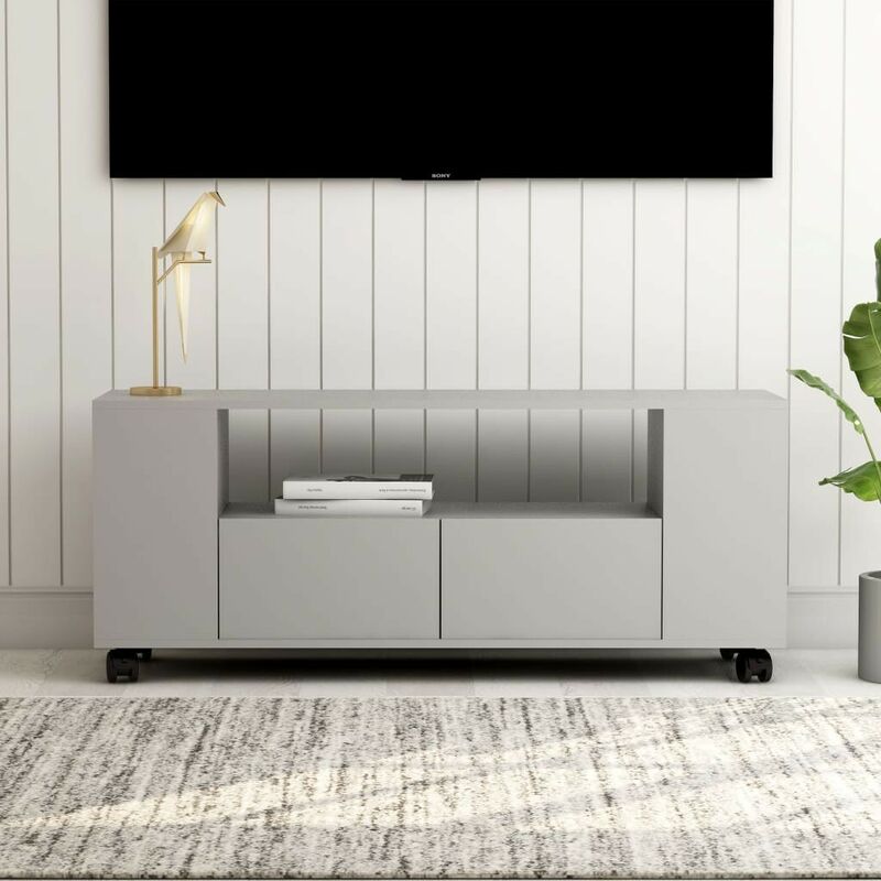 Mueble para TV aglomerado gris 120x35x43cm - Hommoo 
Mueble para TV aglomerado gris 120x35x43cm - Hommoo