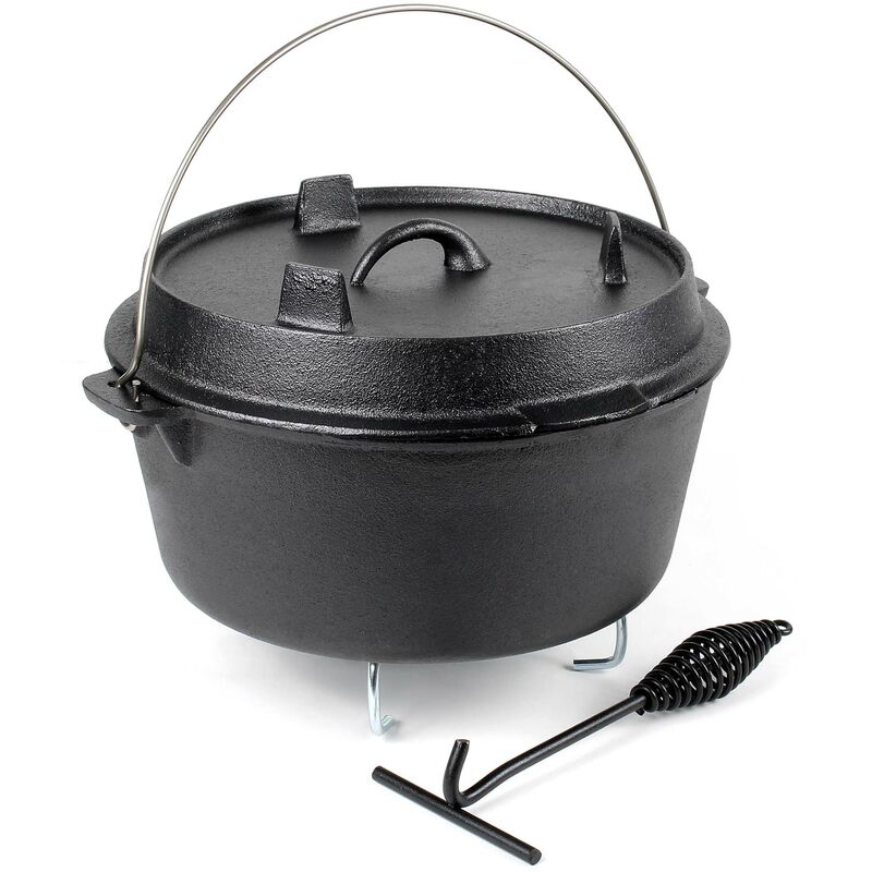 Horno holandés 9l hierro fundido olla holandesa cazuela con asa y patas para camping barbacoa
Horno holandés 9l hierro fundido olla holandesa cazuela con asa y patas para camping barbacoa