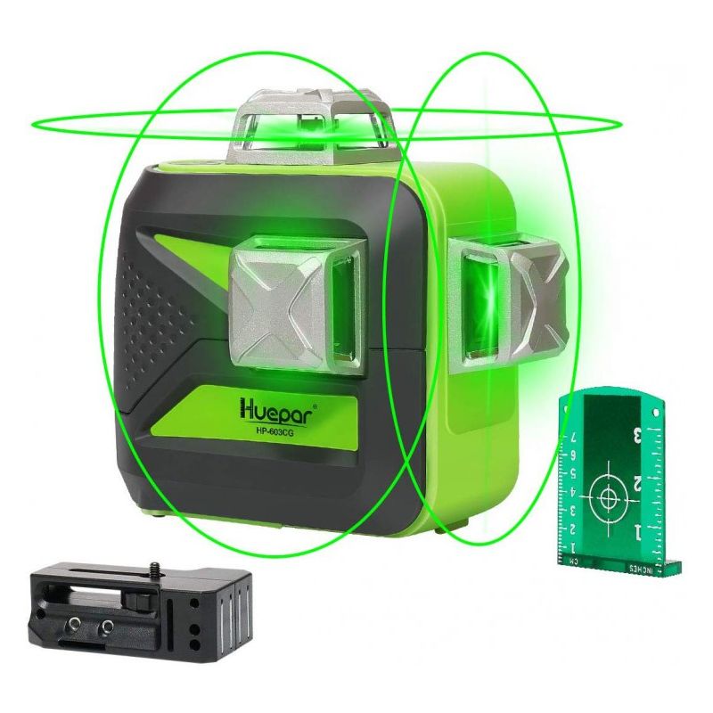 Huepar 603CG Nivel láser autonivelante verde 3x360 Línea cruzada 40m