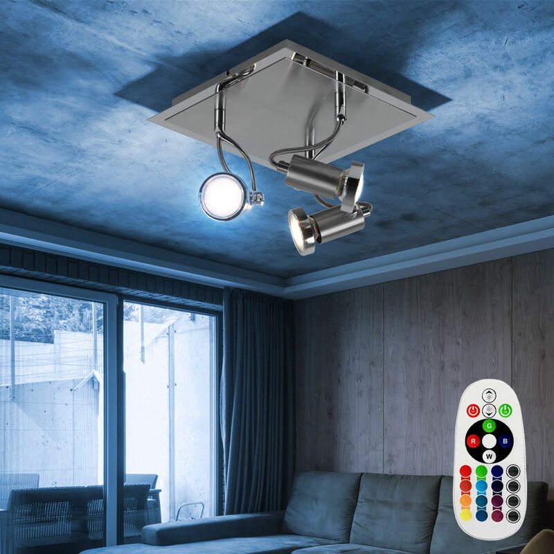 Plafón LED, foco giratorio, mando a distancia en un set que incluye fuentes de luz LED RGB
Plafón LED, foco giratorio, mando a distancia en un set que incluye fuentes de luz LED RGB