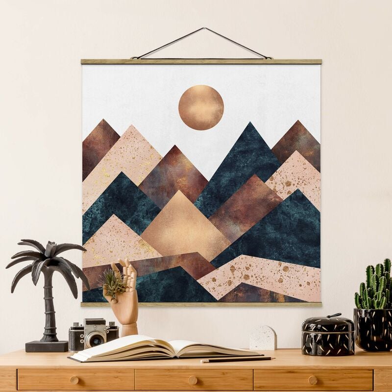 Imagen de tela - Elisabeth Fredriksson - Geometric Mountains Bronze - Cuadrado 1:1 Dimensión LxA: 80cm x 80cm