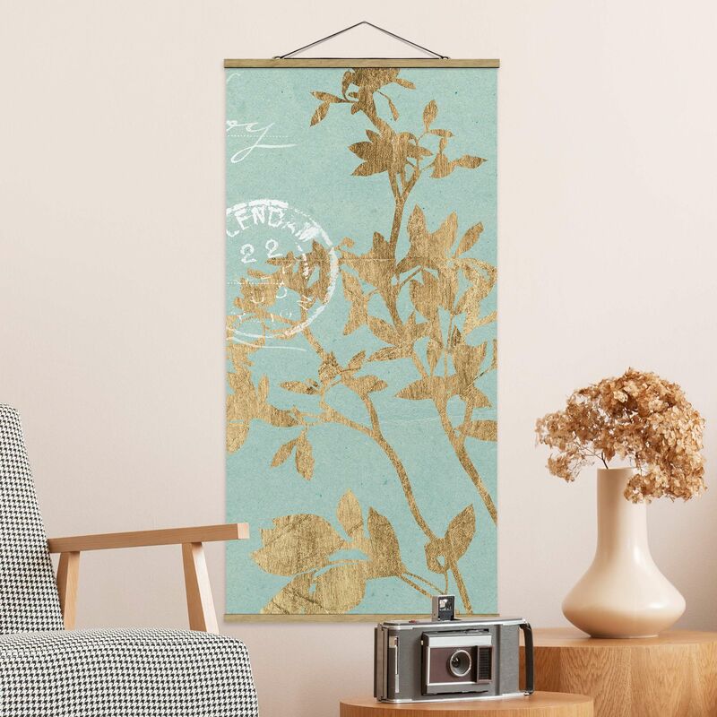 Imagen de tela - Golden Leaves On Turquoise II - Alto 2:1 Dimensión LxA: 100cm x 50cm
Imagen de tela - Golden Leaves On Turquoise II - Alto 2:1 Dimensión LxA: 100cm x 50cm