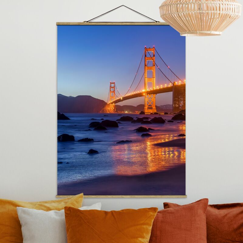 Imagen de tela - Golden Gate Bridge At Dusk - Alto 4:3 Dimensión LxA: 133.5cm x 100cm
Imagen de tela - Golden Gate Bridge At Dusk - Alto 4:3 Dimensión LxA: 133.5cm x 100cm