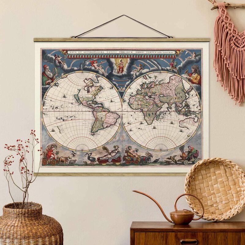 Imagen de tela - Historic World Map Nova Et Accuratissima Of 1664 - Apaisado 3:4 Dimensión LxA: 60cm x 80cm
Imagen de tela - Historic World Map Nova Et Accuratissima Of 1664 - Apaisado 3:4 Dimensión LxA: 60cm x 80cm