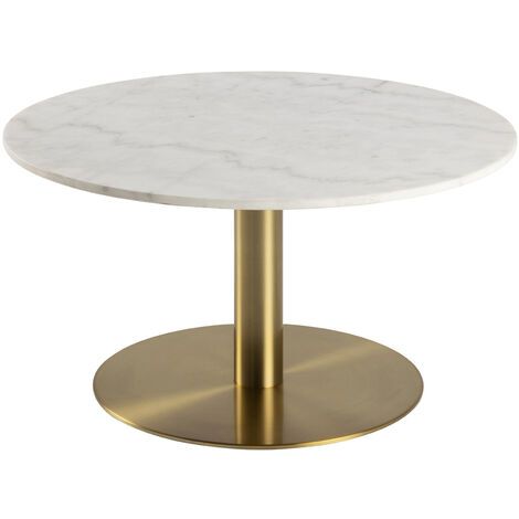 Selsey Corbines Table Basse Ronde Marbre Blanc 80 Cm