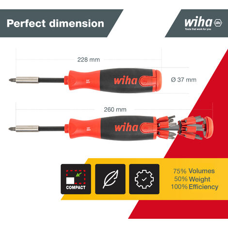 Wiha Screwdriver With Magnetic Bit Magazine LiftUp 25 38606 12 Pcs