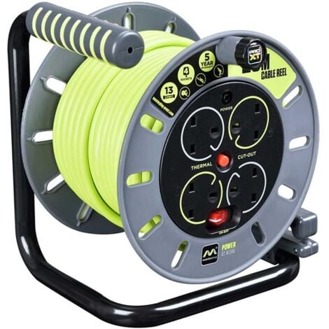 Masterplug OMU25134SL PX PRO XT Open Cable Reel 240V 13A 4 Socket 25m