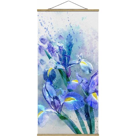 Stoffbild Mit Posterleisten Aquarell Blumen Iris Hochformat 2 1