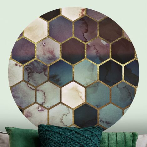 Runde Tapete Selbstklebend Hexagontr Ume Aquarell Muster Cm