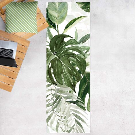 Vinyl Teppich Aquarell Tropisches Arrangement Mit Monstera Panorama