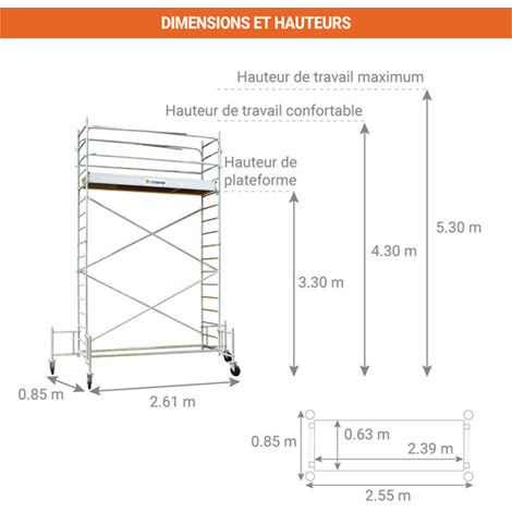 Echafaudage Roulant 1 Plateau Hauteur Max De Travail 5 30m 3142033