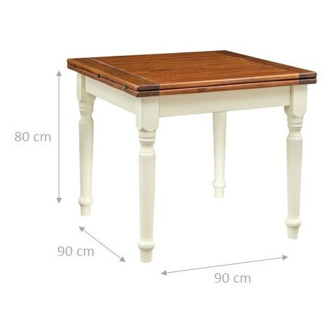 Mesa Extensible Estilo Country De Madera Maciza De Tilo Armaz N Blanco