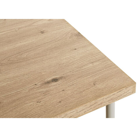 Table de desserte en bois coloris chêne clair et métal coloris gris