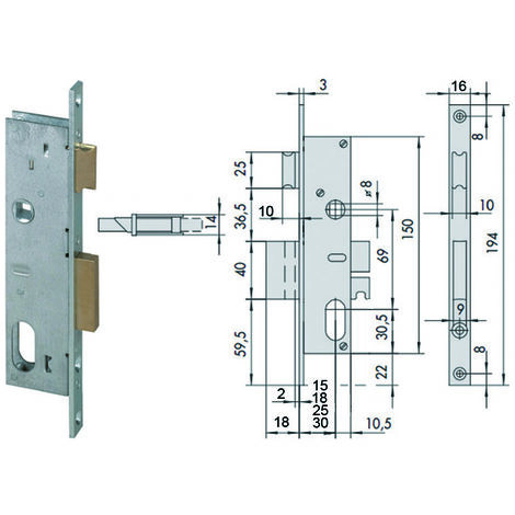 Serratura Da Infilare Per Montanti Catenaccio E Scrocco 2 Mand 44225
