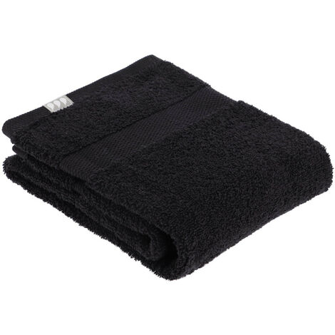 Lot de 2 Serviettes de toilette tissu éponge 100 Coton Noir 50 x 90 cm