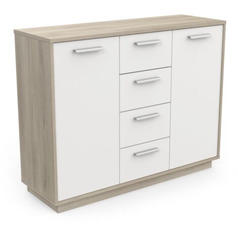 Calicosy Buffet Portes Tiroirs D Cor Bois Et Blanc L Cm L O