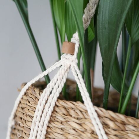 CASÂME Panier Suspension Macramé avec porte plantes en Algue marine