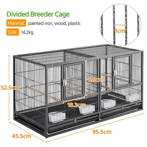 Yaheetech Cage D Elevage Pour Oiseaux Avec Deux Espaces Divis S Cage