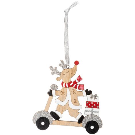 Hölzerne Weihnachten Thema Rentier Scooter 12 cm Feeric lights