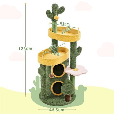 Yaheetech Albero Tiragraffi Per Gatti 123 Cm Con Condomini Posatoi 2