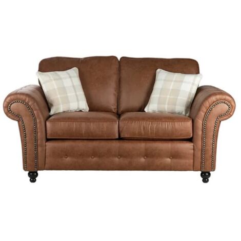 Oakley Suede Fabric 2 Seater Sofa In Tan Brown