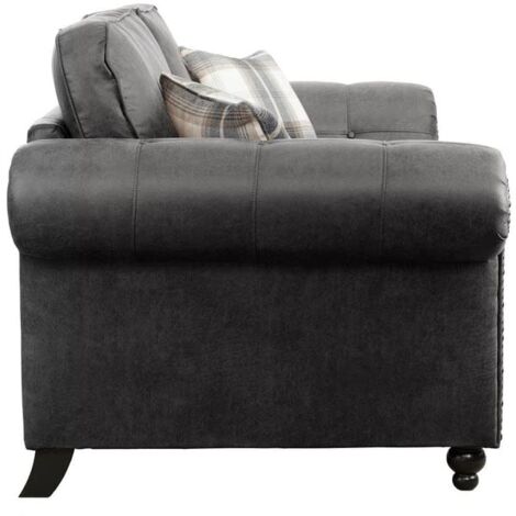 Oakley Suede Fabric Seater Sofa In Charcoal Black